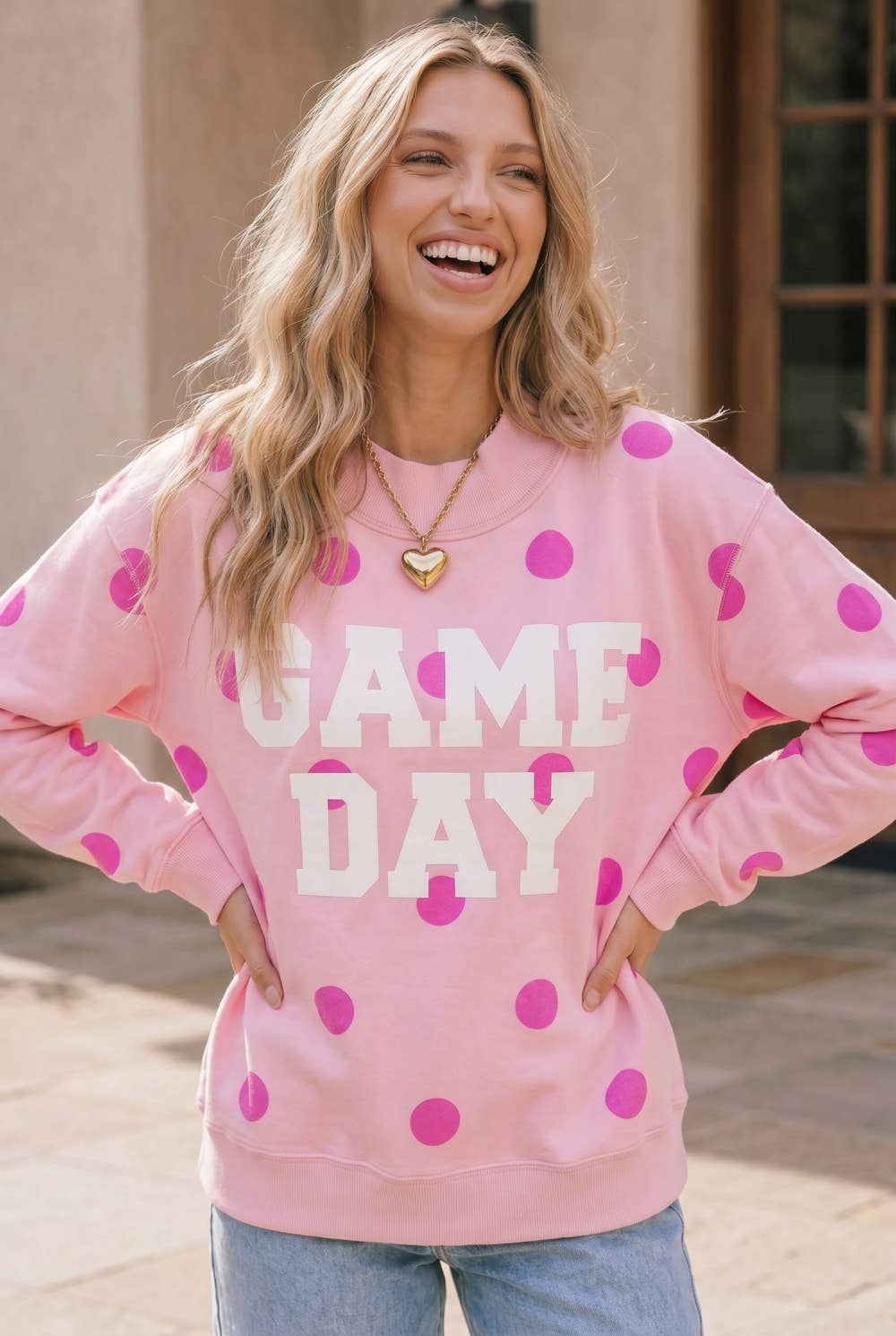 Game Day Polka Dot Graphic Sweatshirt