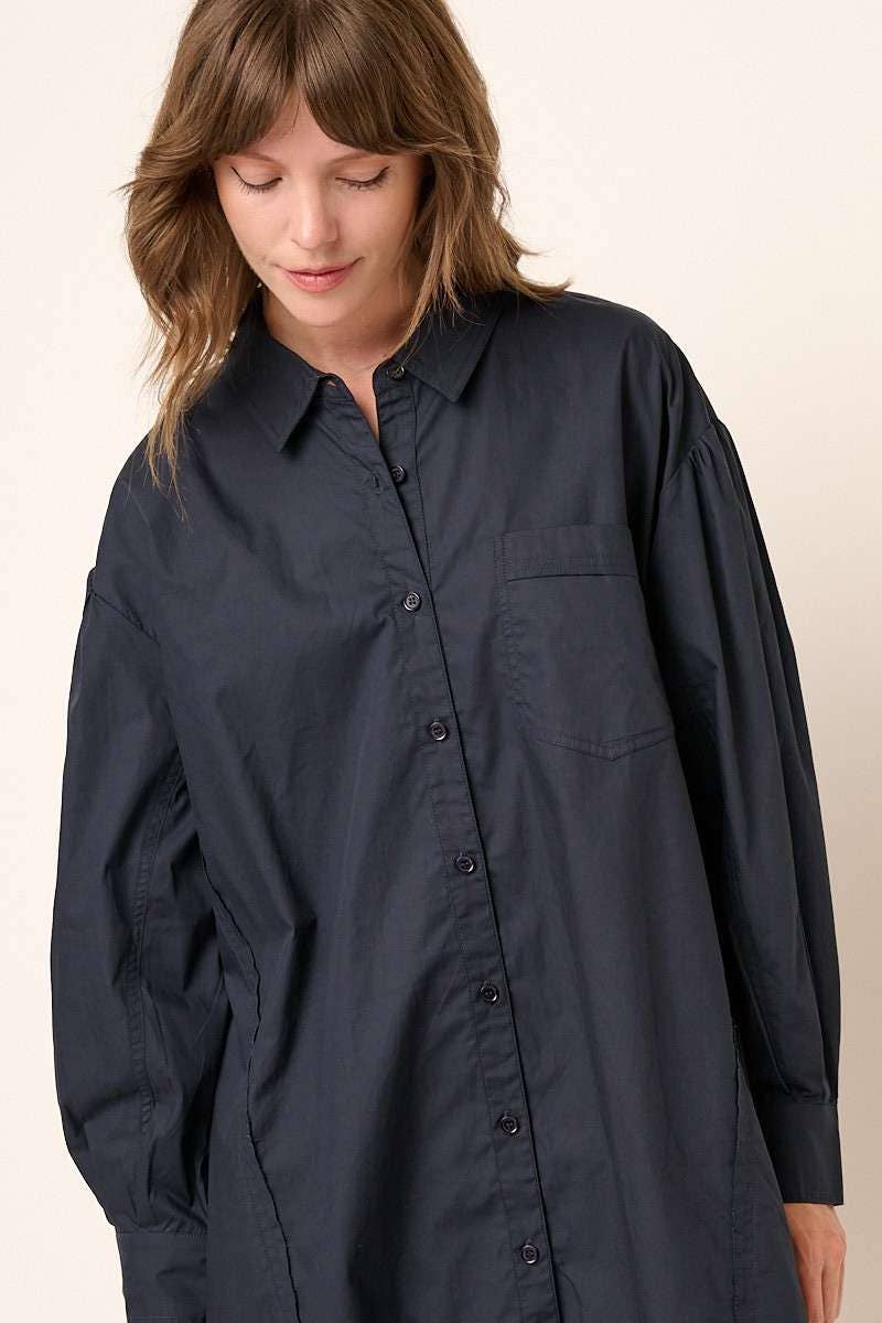 POPLIN COLLARED SHIRT MINI DRESS