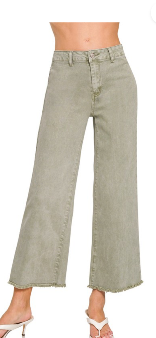 Light olive washed Zenana denim