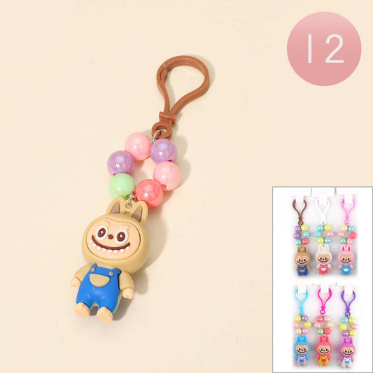 Monster Bunny Figure Beads Bag Charm Keychains