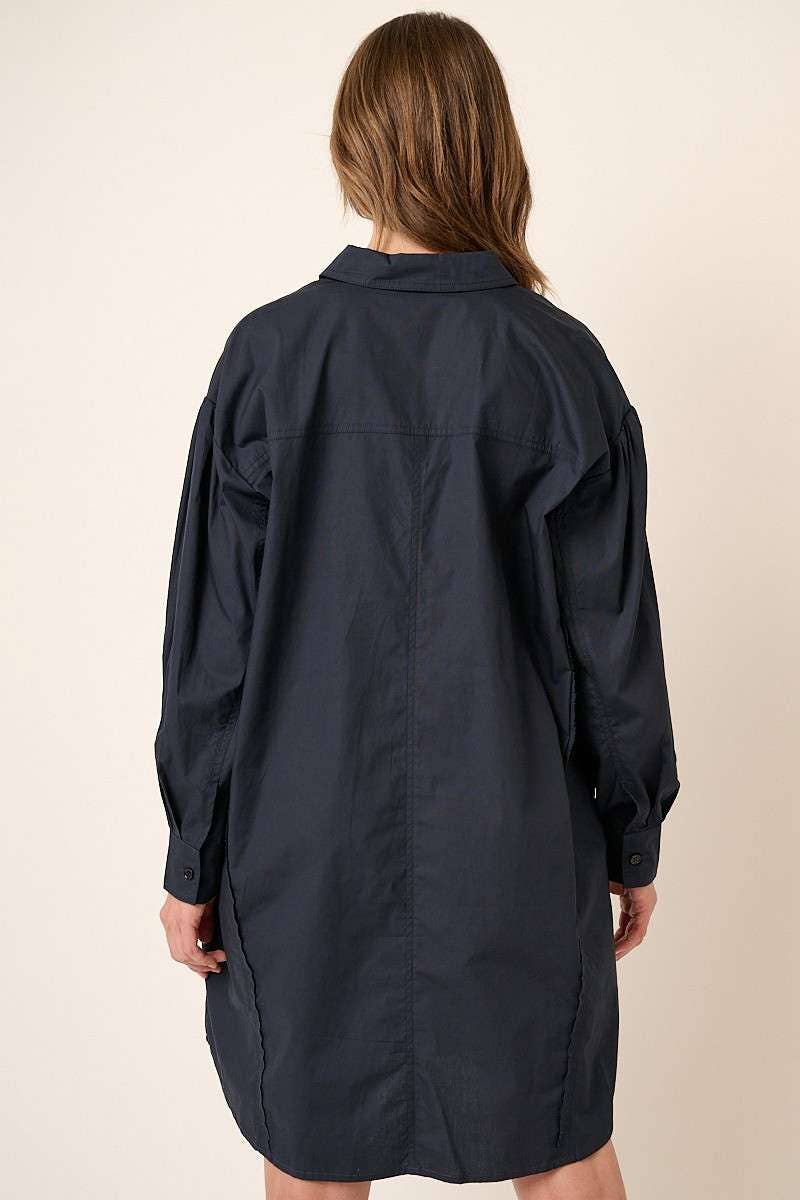 POPLIN COLLARED SHIRT MINI DRESS