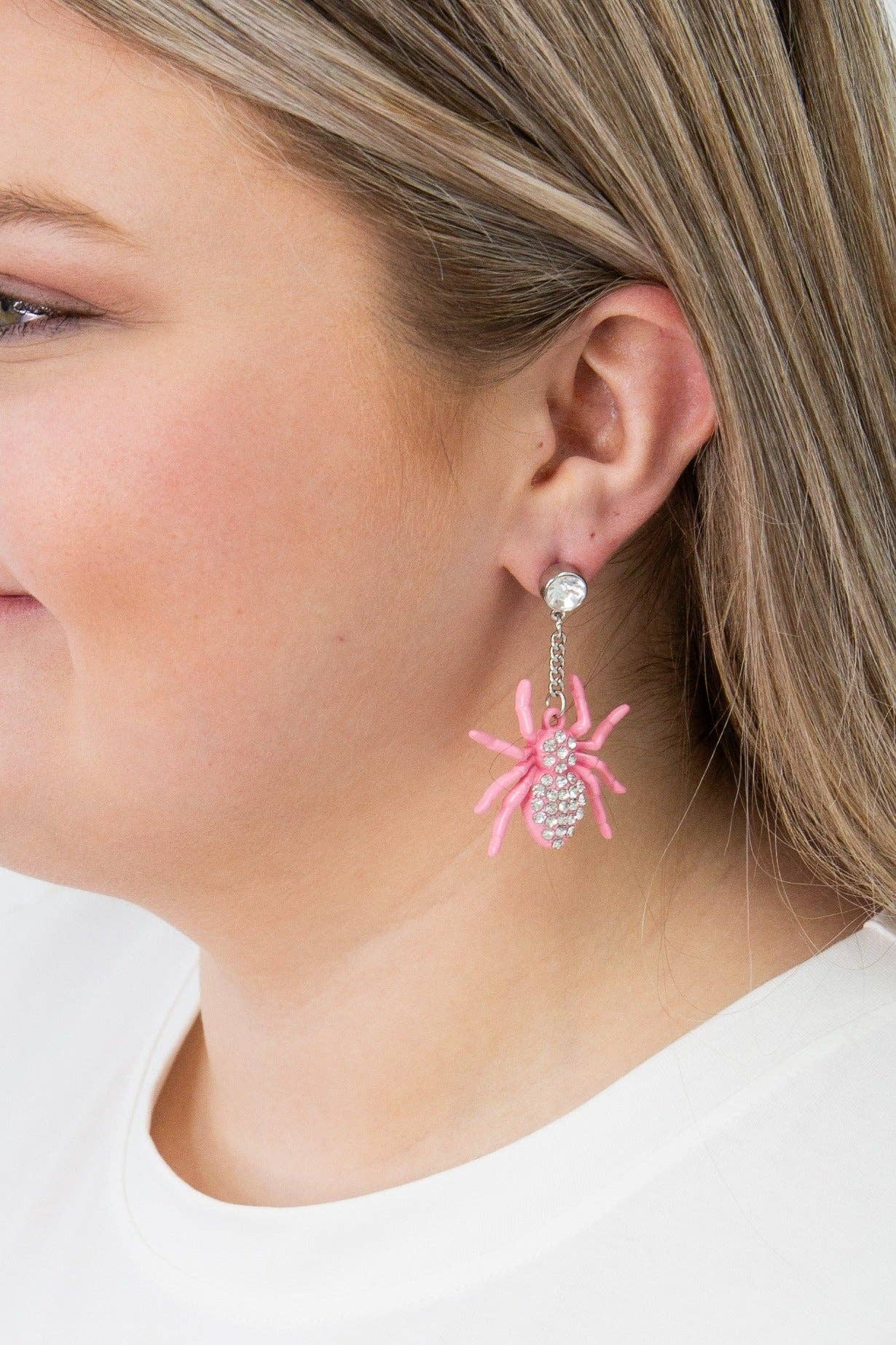 Southern Grace - Spider Earrings, Pink