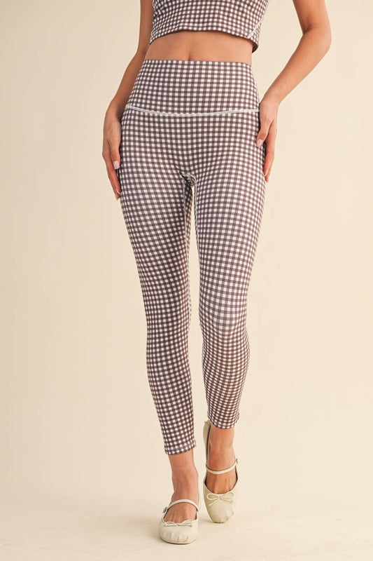 KIMBERLY C - Gingham Print Aligned Performance High-Rise Leggings