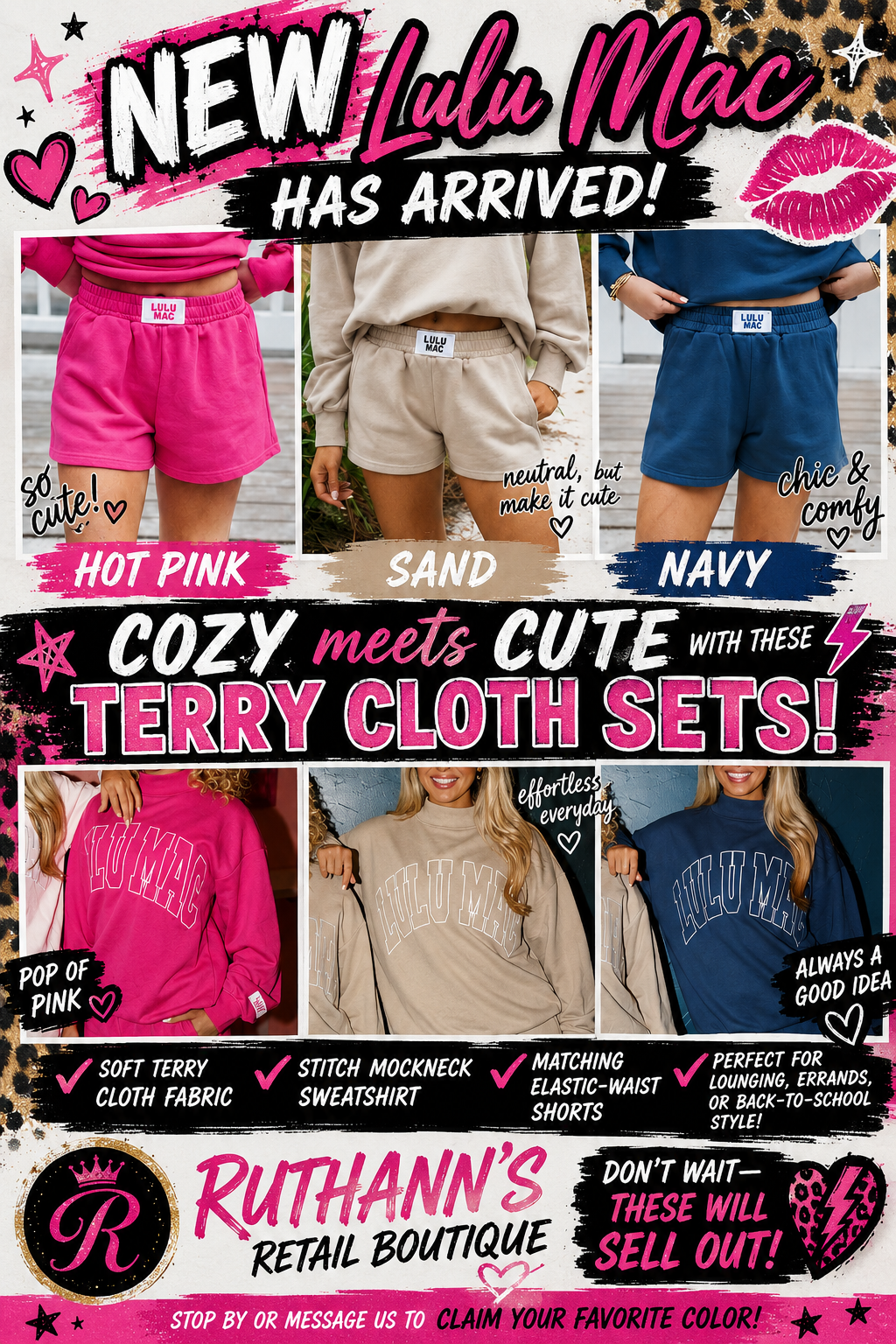 Lulu Mac terry shorts sand