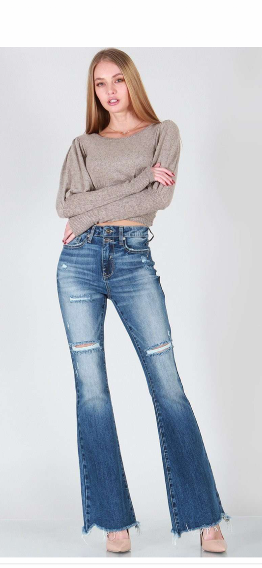 Special a flare raw edge jeans