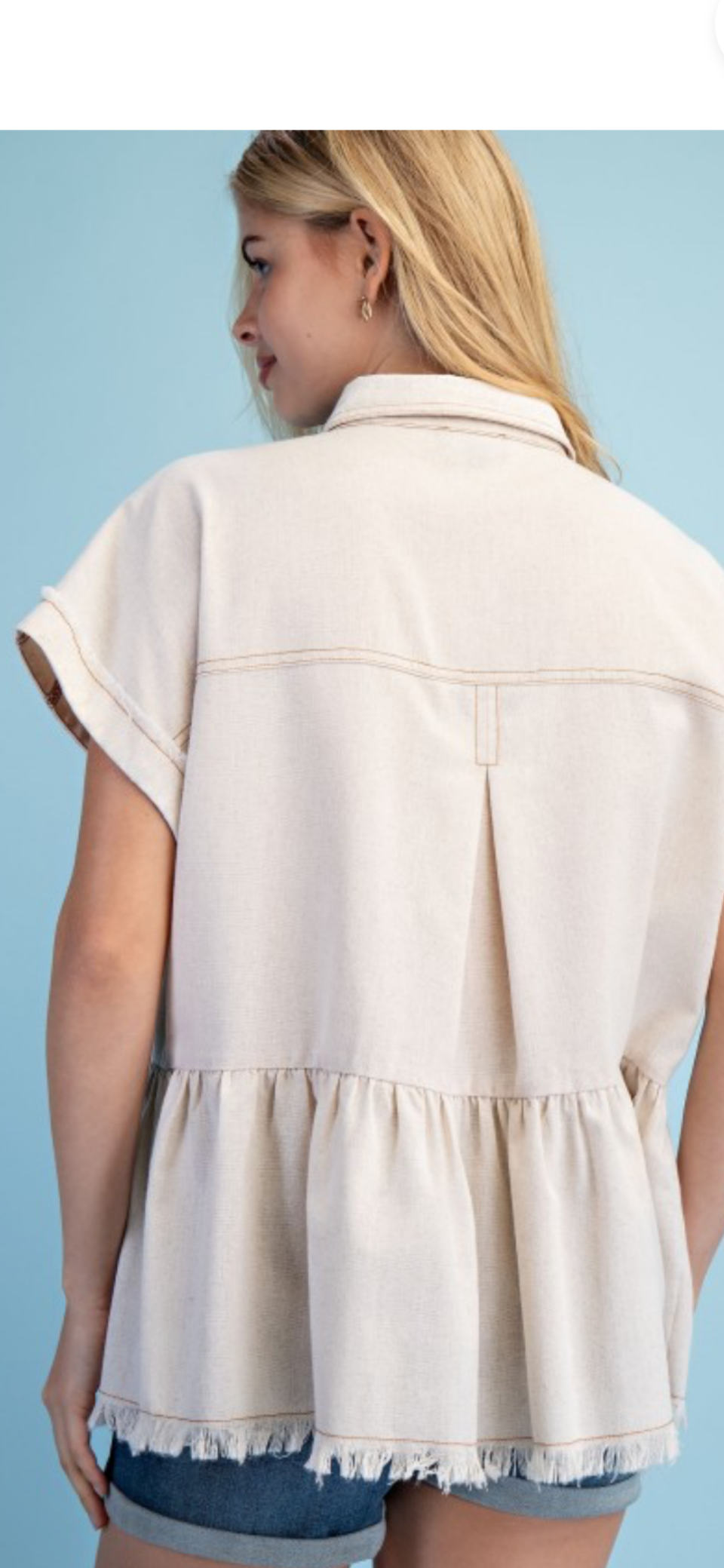 Oversized contrast stictching top