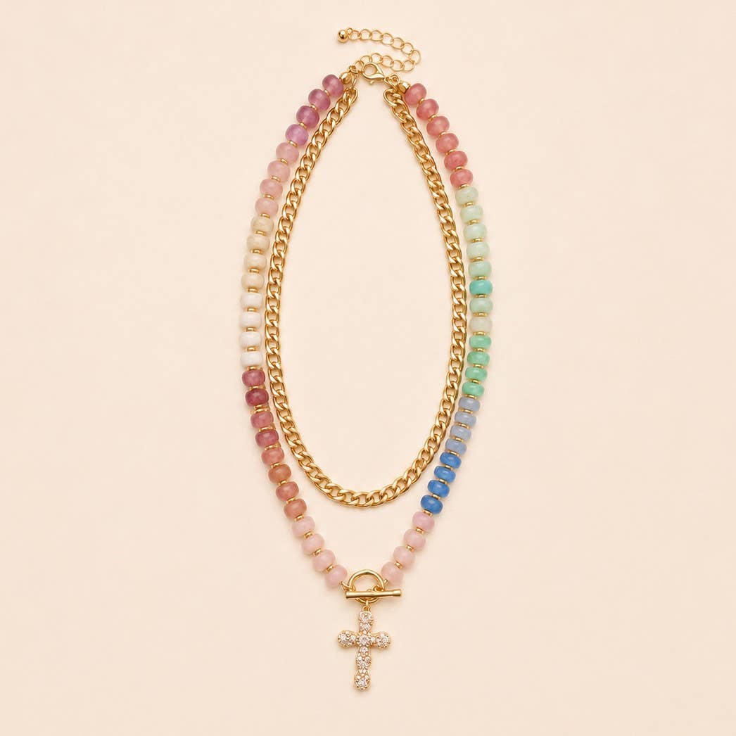 - Multi Layer Pendant Resin Beaded Necklaces
