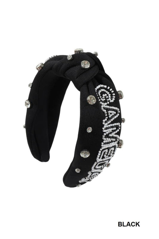 Game Day Team Spirit Rhinestone Headband: BLACK / 1 (ONE SIZE)