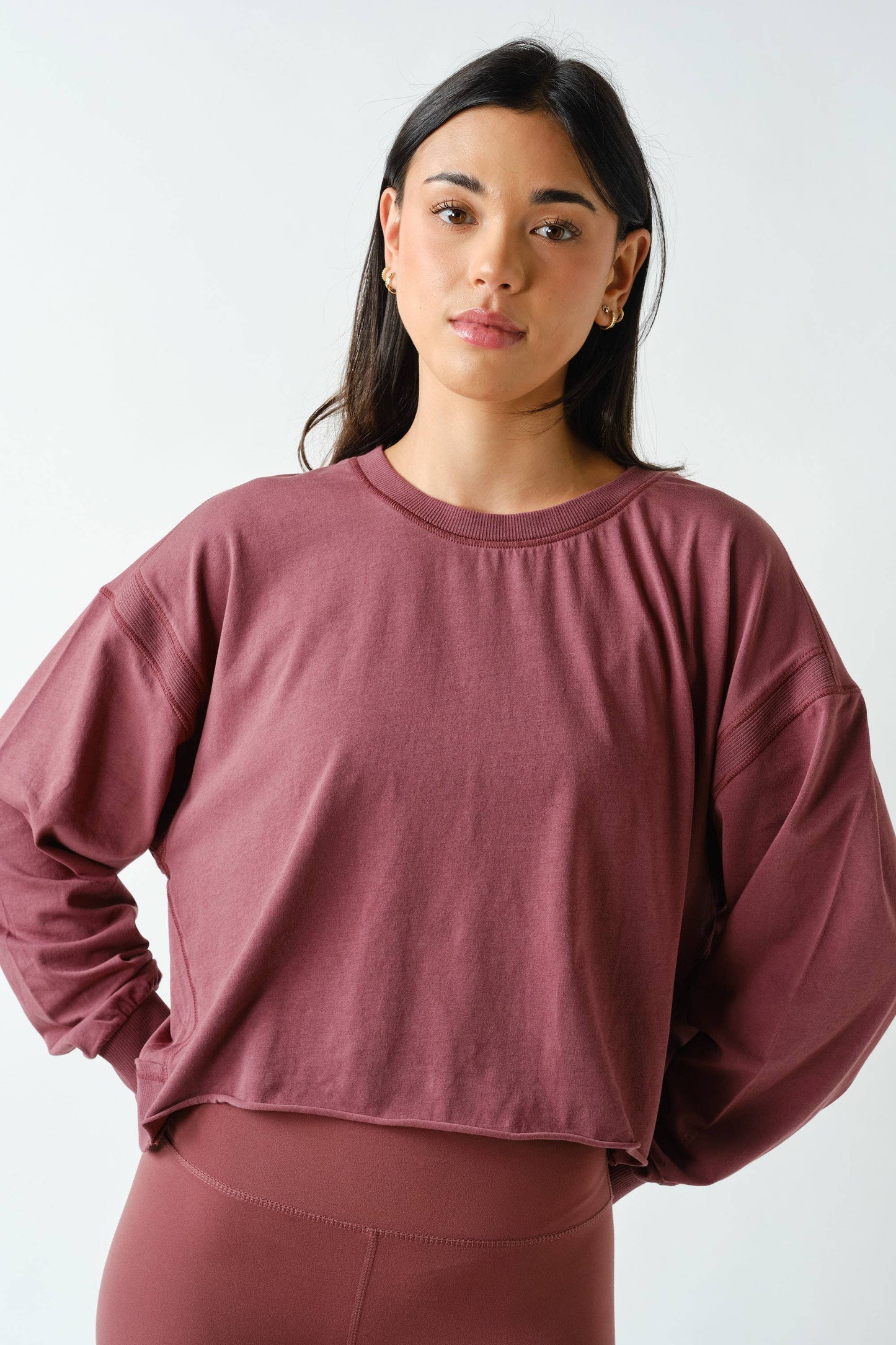 Crescent Pima Cotton Open Back Long Sleeve Tee