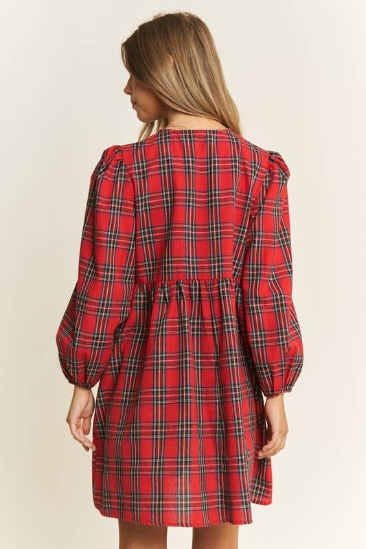 Plaid bow holiday dress