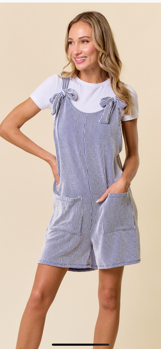 (Copy) White/blue ribbed romper