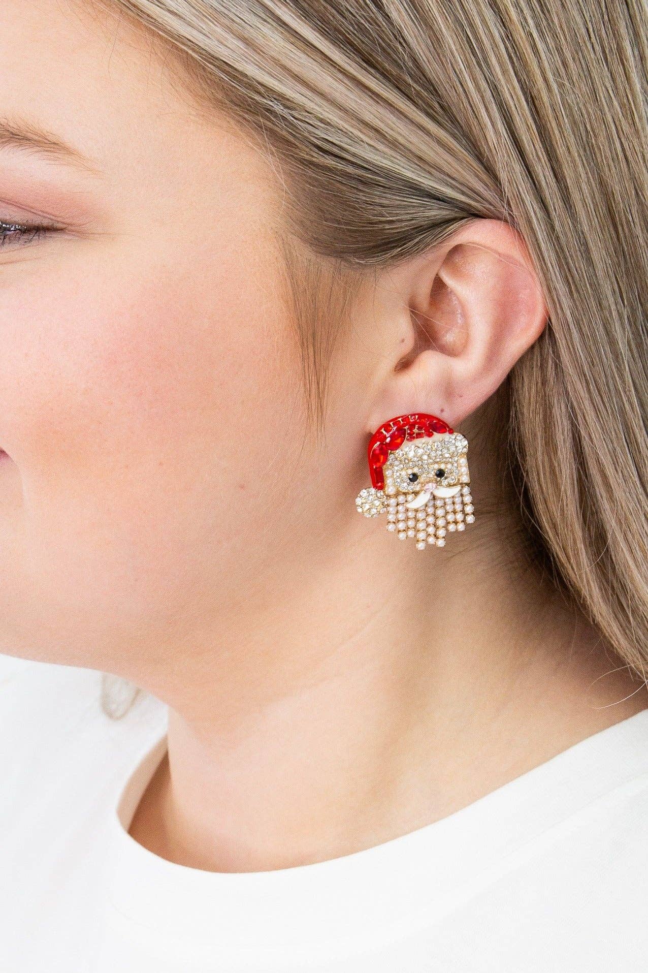 Southern Grace - Rhinestone Santa Stud Earrings