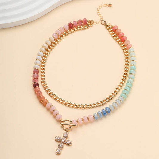 - Multi Layer Pendant Resin Beaded Necklaces