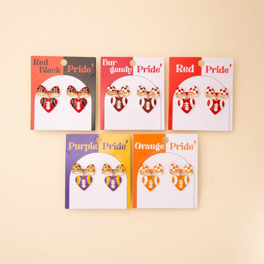 SP Sophia Collection - Enamel Heart and Heart-Shaped Football Post Dangle Earrings