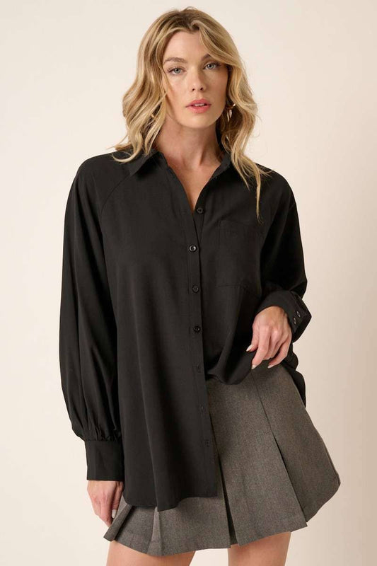 LONG SLEEVE BUTTON DOWN TUNIC SHIRT