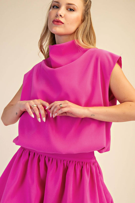 Glam - Mock Neck Balloon Top