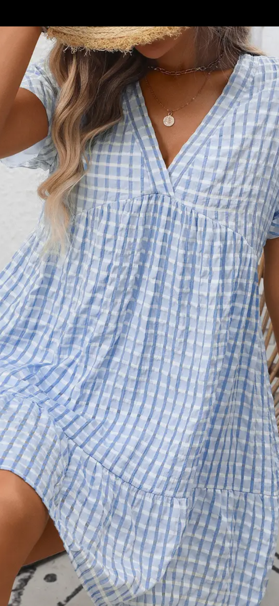 Blue gingham dress