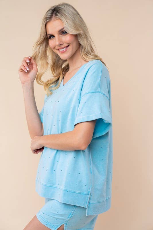 Short Sleeve Solid Knit Top