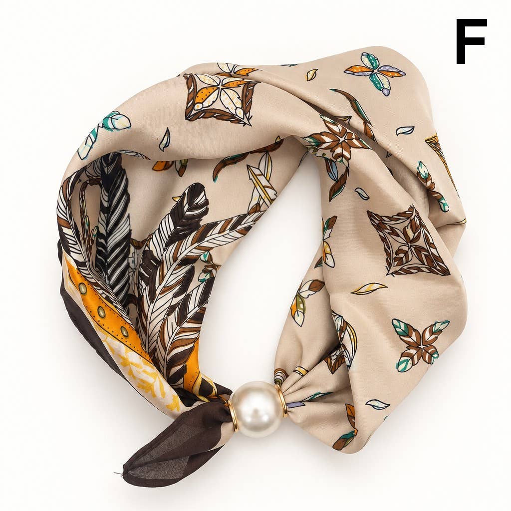 - Silk Feel Pearl Magnetic Clasp Scarf Necklace