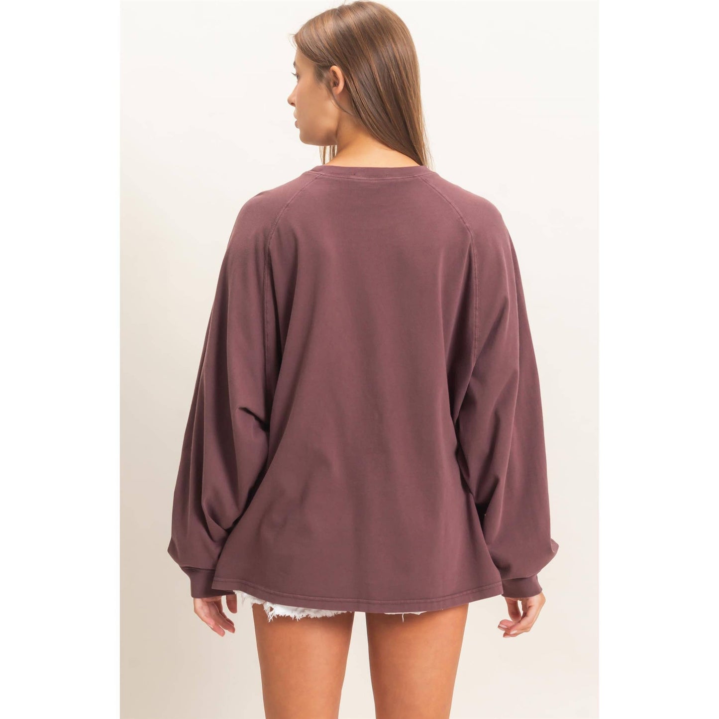 Pigment Dye Oversized Long Sleeve Top