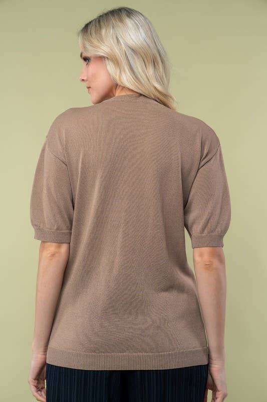 Short Sleeve Solid Knit Top