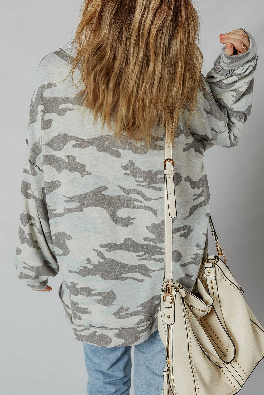 LALA LOO - Camouflage Round Neck Sweatshirt