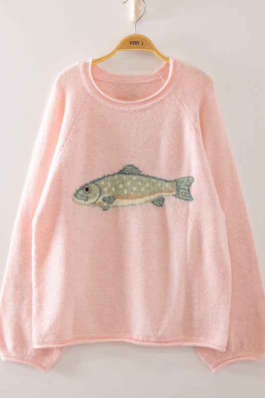 Fish Intarsia Cozy Sweater