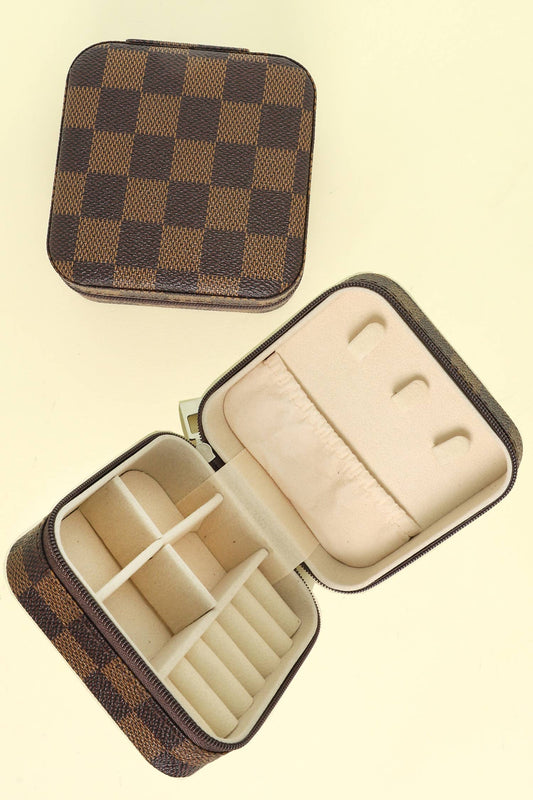 SP Sophia Collection - Checker Pattern PU Leather Jewelry Box