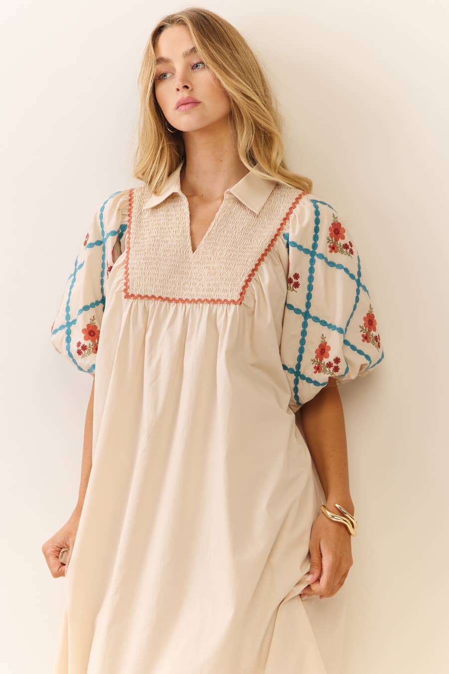 Cotton Poplin Midi Dress