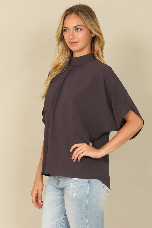 Air flow mock neck top