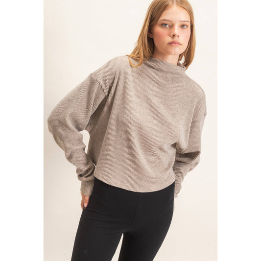 Ribbed Mock Neck Top