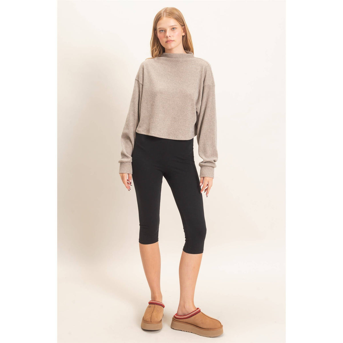 Ribbed Mock Neck Top