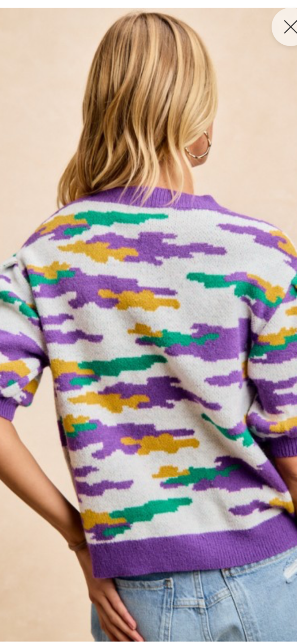 Bibi camo mardigras sweater