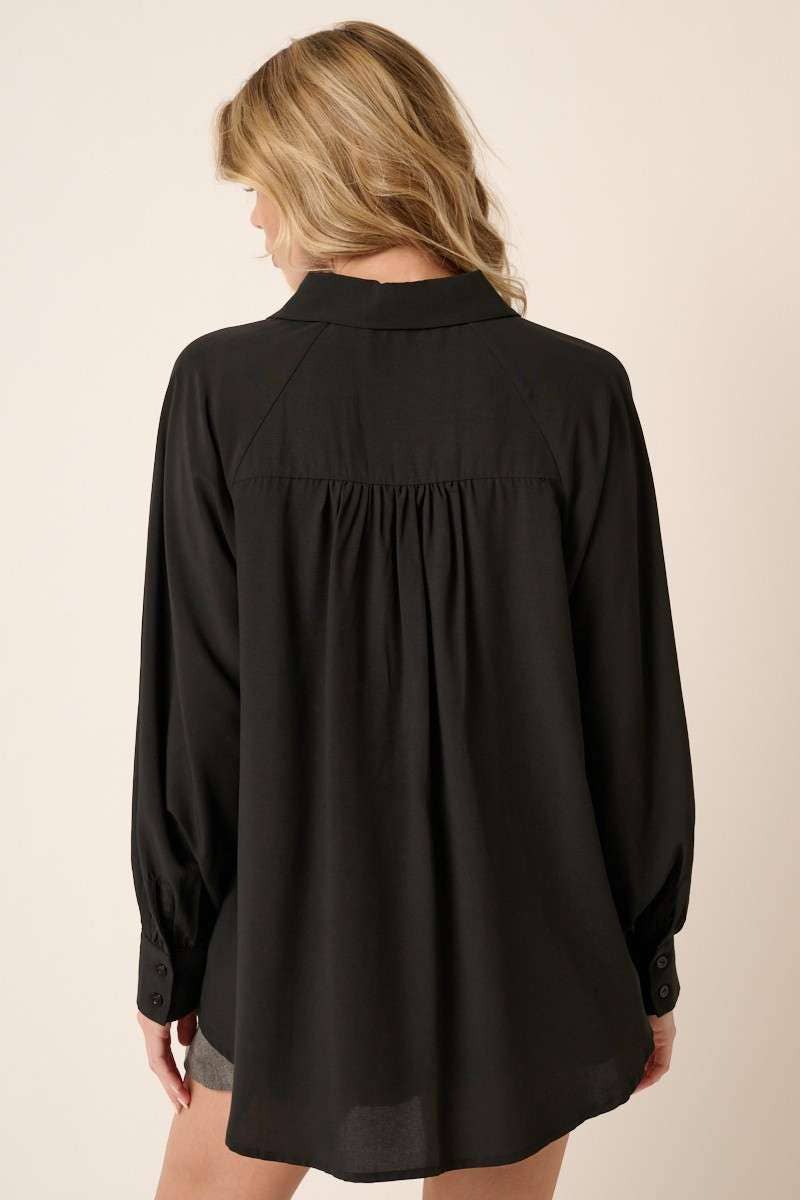 LONG SLEEVE BUTTON DOWN TUNIC SHIRT