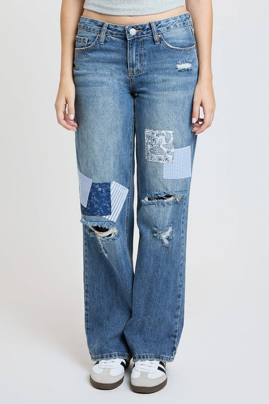 Brittany Low Rise Wide Leg With Patchwork Design-248Y