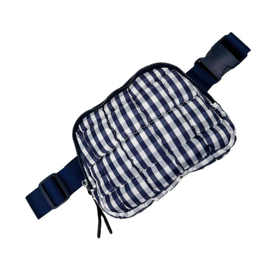 Gingham Puffer Quilted Belt Bag Navy/White
