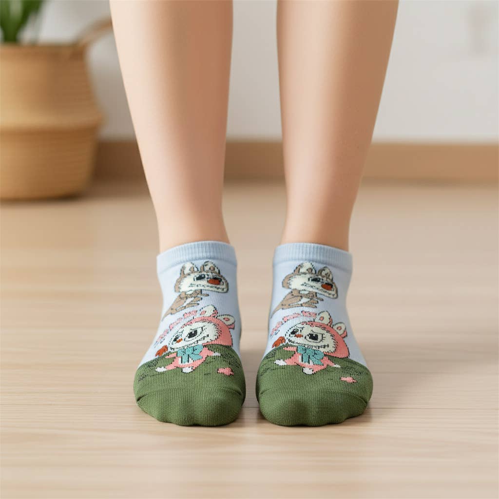 Fun Monster Bunny Character Printed Ankle Socks