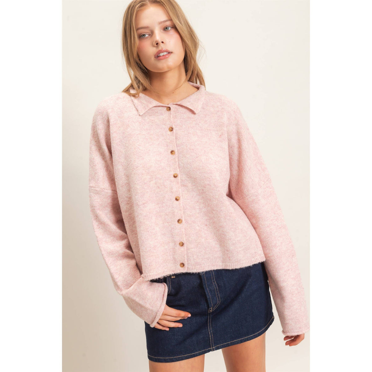 Button-Up Collared Sweater Cardigan
