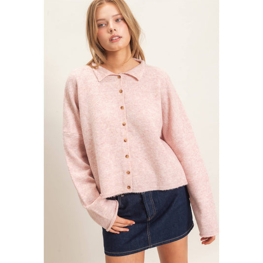 Button-Up Collared Sweater Cardigan