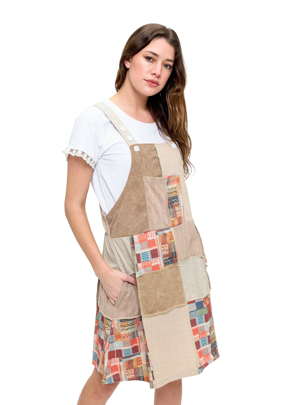 Overall Knee Dress Patchwork