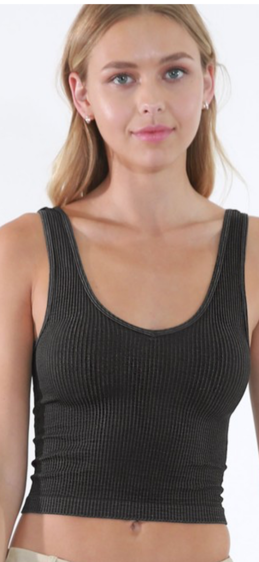 Black ribbed tank top