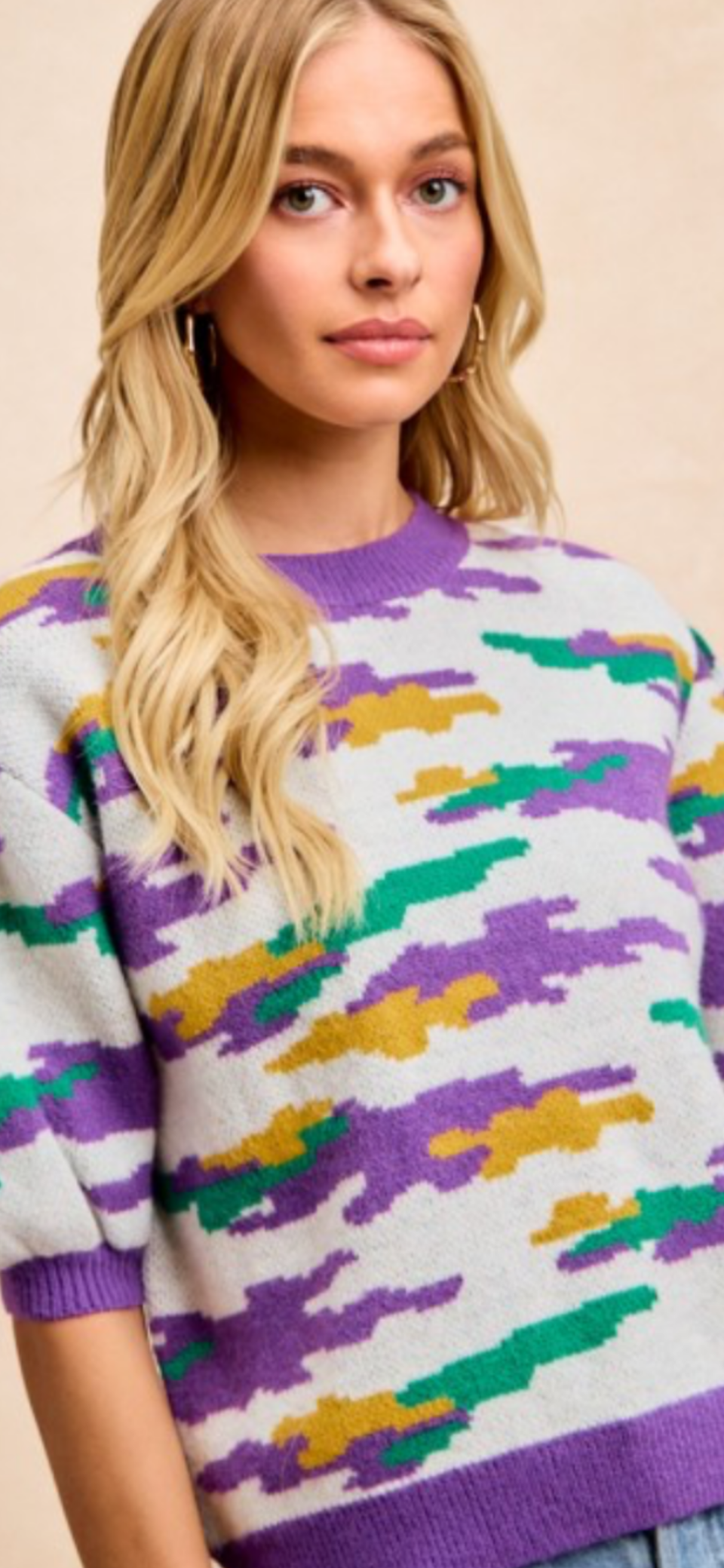 Bibi camo mardigras sweater