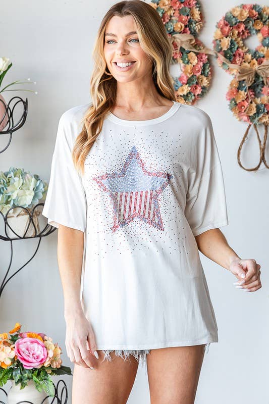 STAR RHINESTONE TOP: IVORY