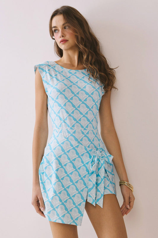 Print Front Side Tie Detail athletic romper