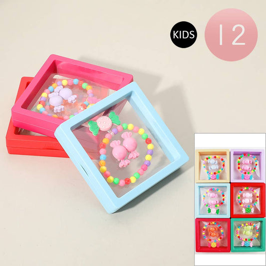 Kids Candy Charm Stretch Bracelet Hair Clip Set