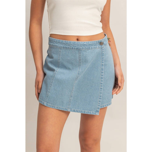 Wrap Front Denim Skort