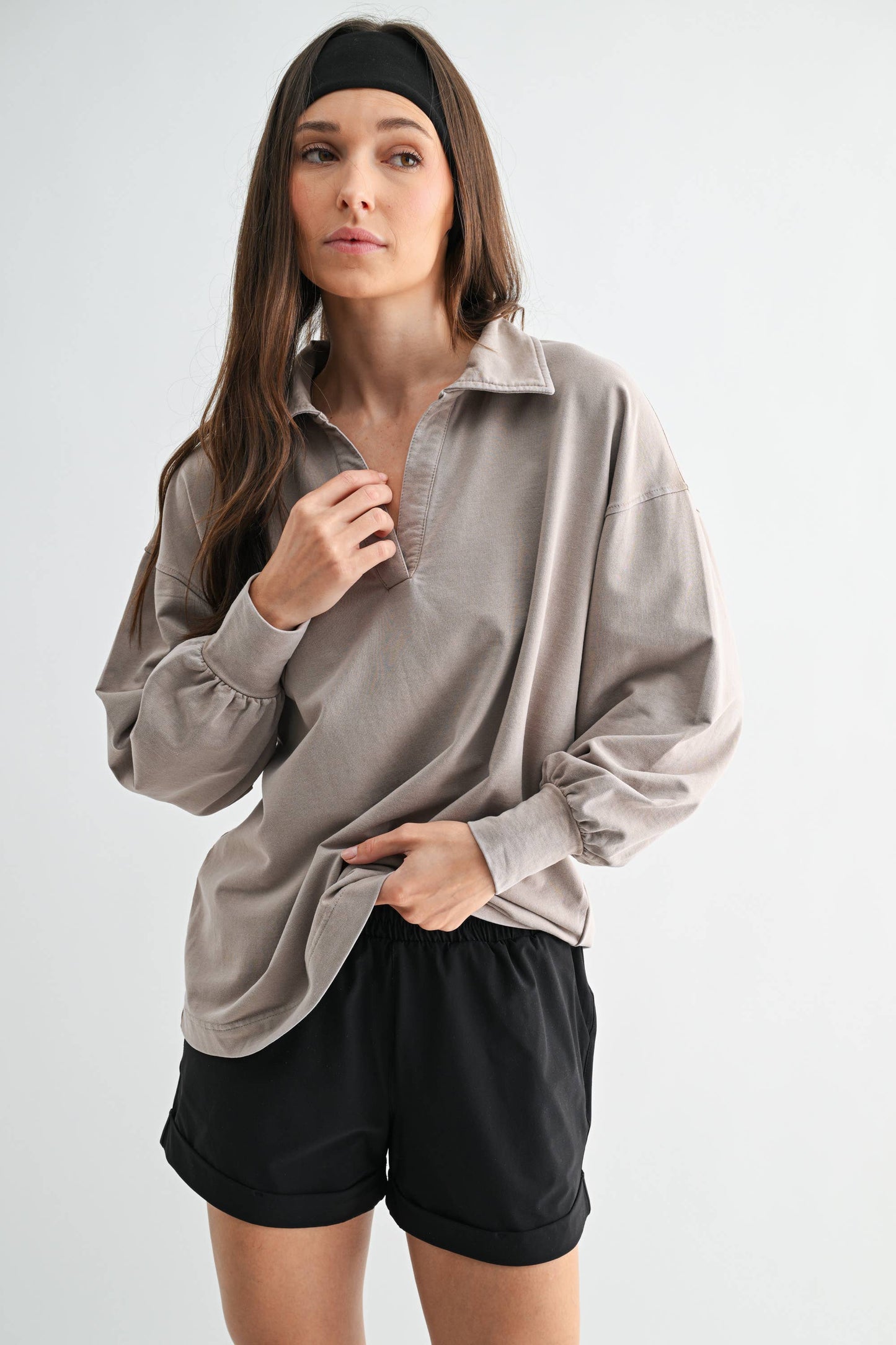 Sunfade Cotton Collared Long Sleeve