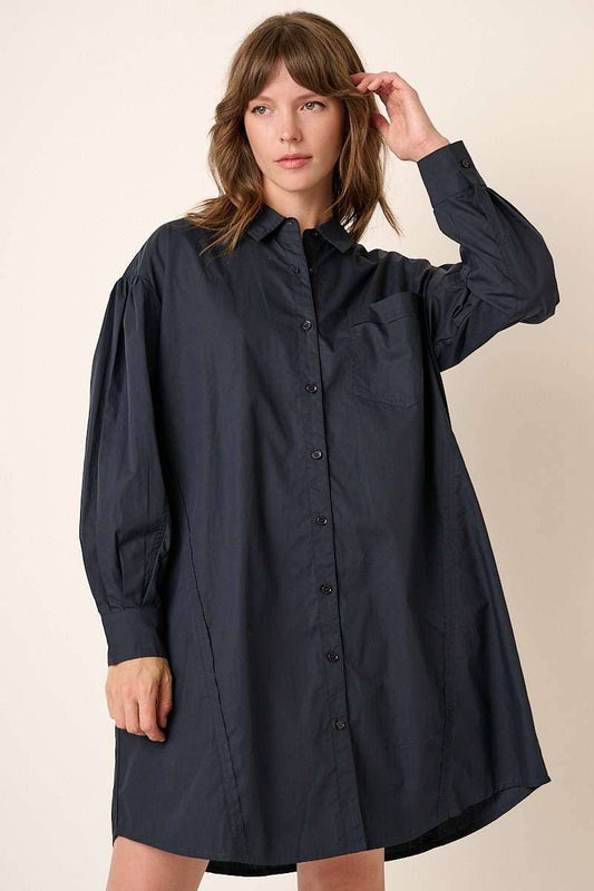 POPLIN COLLARED SHIRT MINI DRESS