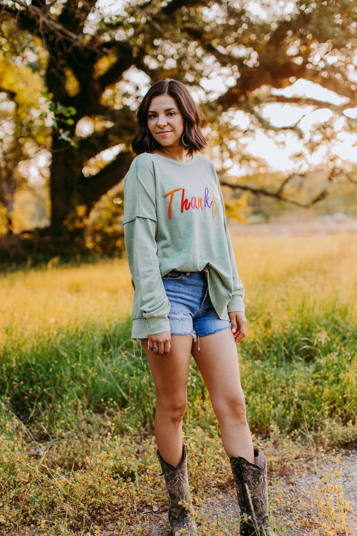 Thankful Raised Embroidery Sweatshirt