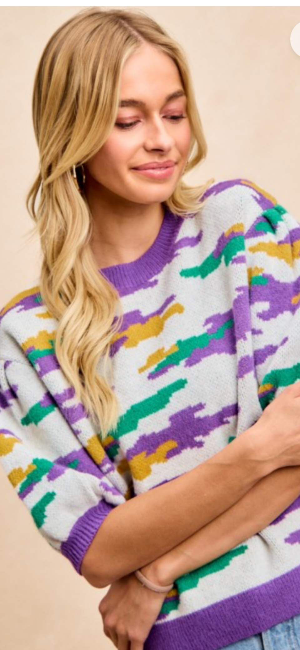 Bibi camo mardigras sweater